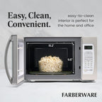 Farberware Professional 1.3 Cu. Ft. 1100-Watt Microwave Oven with Smart Sensor Cooking, White and Platinum
