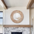 Farmhouse Carved Wood Round Wall Mirror - 28 x 28
