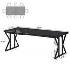 Farmhouse Dining Table for 6 People, 70.8-Inch Rectangular Wood Kitchen Table