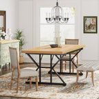 Farmhouse Dining Table for 6 People, 70.8-Inch Rectangular Wood Kitchen Table