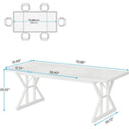 Farmhouse Dining Table for 6 People, 70.8-Inch Rectangular Wood Kitchen Table