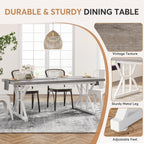 Farmhouse Dining Table for 6 People, 70.8-Inch Rectangular Wood Kitchen Table