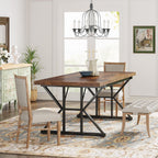 Farmhouse Dining Table for 6 People, 70.8-Inch Rectangular Wood Kitchen Table