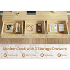 Farmhouse Executive Desk Home Office Desk File Drawer Monitor Stand Power Outlet