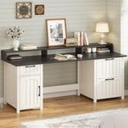 Farmhouse Executive Desk Home Office Desk File Drawer Monitor Stand Power Outlet