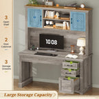 Farmhouse Executive Desk Home Office Desk File Drawer Monitor Stand Power Outlet