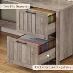 Farmhouse Executive Desk Home Office Desk File Drawer Monitor Stand Power Outlet