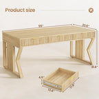 Farmhouse Executive Desk Home Office Desk File Drawer Monitor Stand Power Outlet