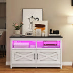 Farmhouse TV Stand for up to 65 TV with Doors and Open Shelves Media Console Power Outlet