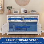 Farmhouse TV Stand for up to 65 TV with Doors and Open Shelves Media Console Power Outlet