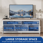 Farmhouse TV Stand for up to 65 TV with Doors and Open Shelves Media Console Power Outlet