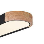 Farmhouse Wood Long Oval Dimmable LED Flush Mount - 37 3000k/6000k