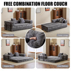 Floor Sofa Bed Convertible with Pillow Back Chenille Fabric for Living Room Bedroom