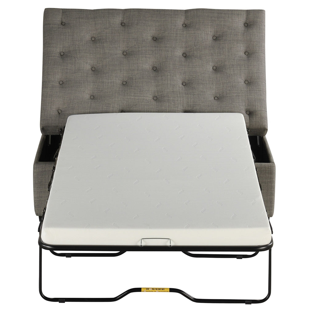 Folding Sofa Bed, 49.6 Ottoman with a Folding Sofa Bed, Convertible Ottoman Sleeper with Memory Mattress and Tufted Design