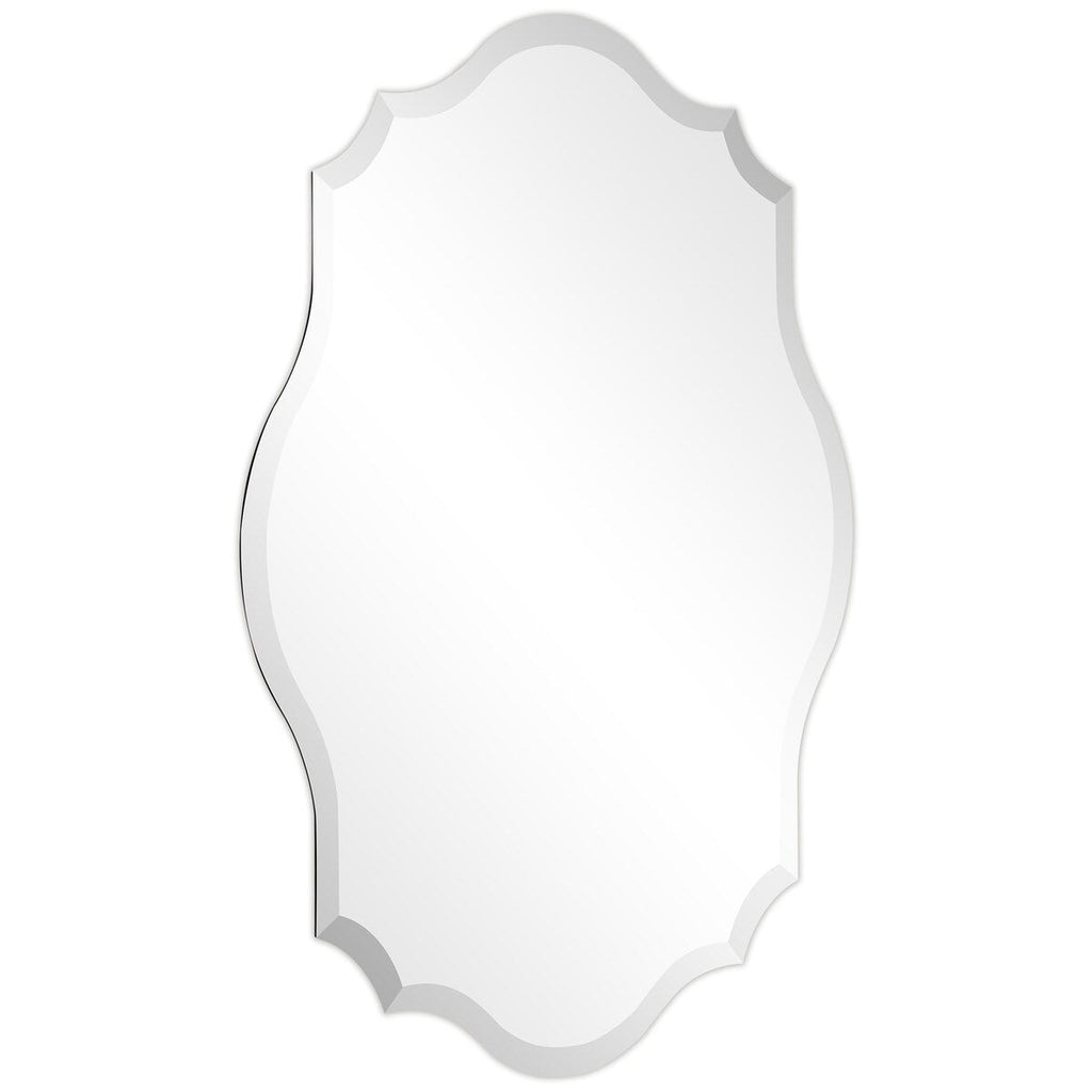 Frameless Beveled Oblong Elegant Scalloped Wall Mirror