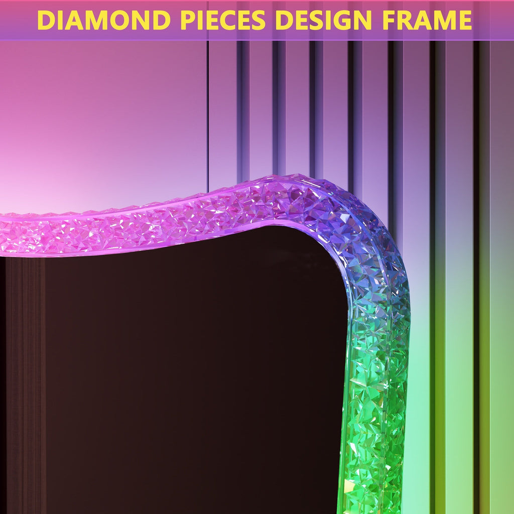 Full Length Mirror with RGB Lights - White