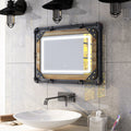Furniture of America Inyo Industrial Metal Wall Mirror with LED Lights