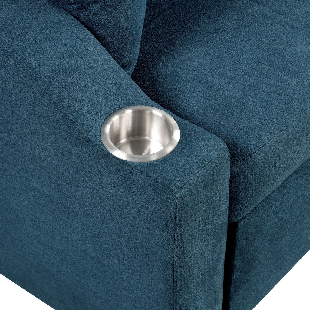 Furniture of America Scarlett Modern Tufted Space-Saving Sleeper Sofa Sectional with Cup Holders