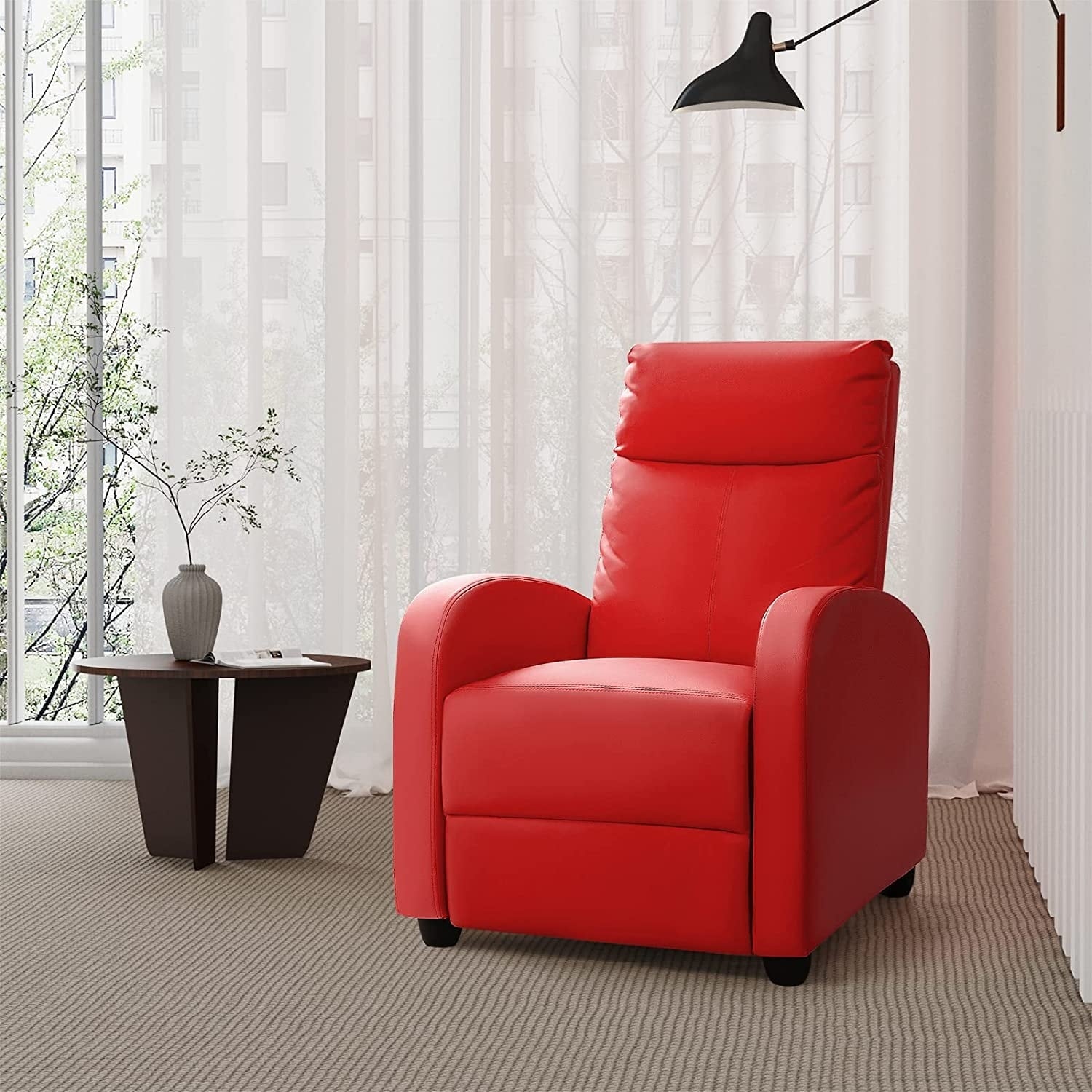Furniwell PU Leather Sofa Recliner with Padded Seat and Backrest.