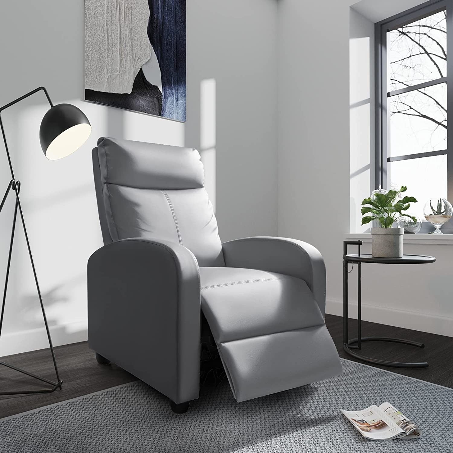 Furniwell PU Leather Sofa Recliner with Padded Seat and Backrest.