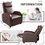 Furniwell PU Leather Sofa Recliner with Padded Seat and Backrest.