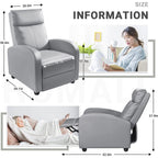Furniwell PU Leather Sofa Recliner with Padded Seat and Backrest.