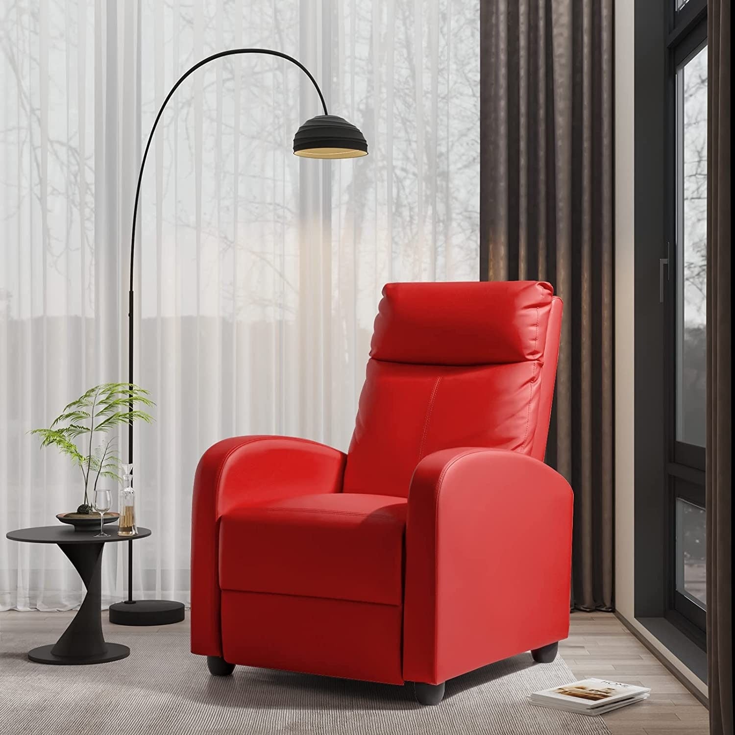 Furniwell PU Leather Sofa Recliner with Padded Seat and Backrest.