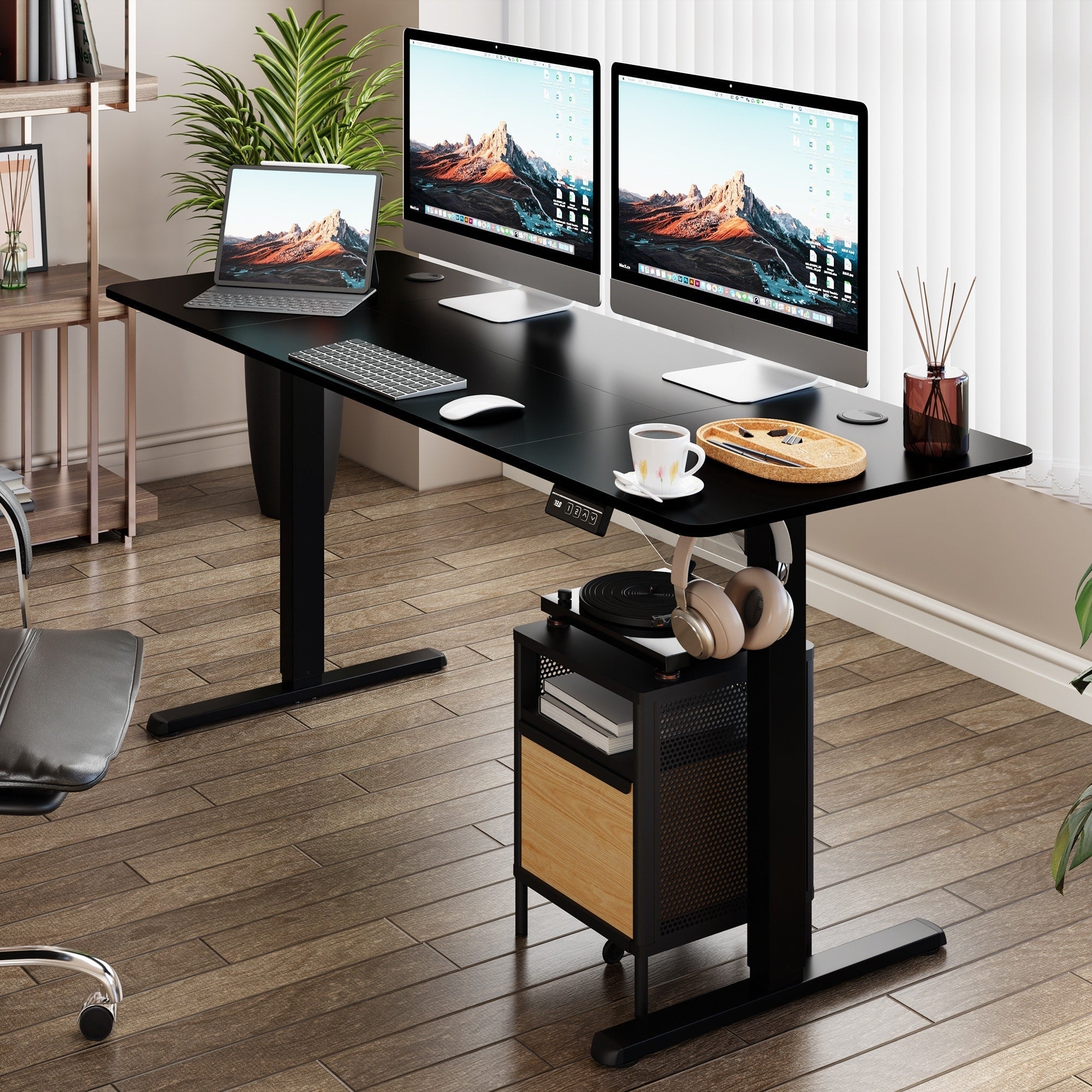 Futzca Height Adjustable Electric Standing Desk Sit Stand Computer Stand up Desk with Splice Board