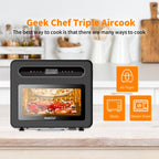 Geek Chef 26 QT Steam Air Fryer Toast Oven Combo , 50 Cooking Presets ,Black Stainless Steel
