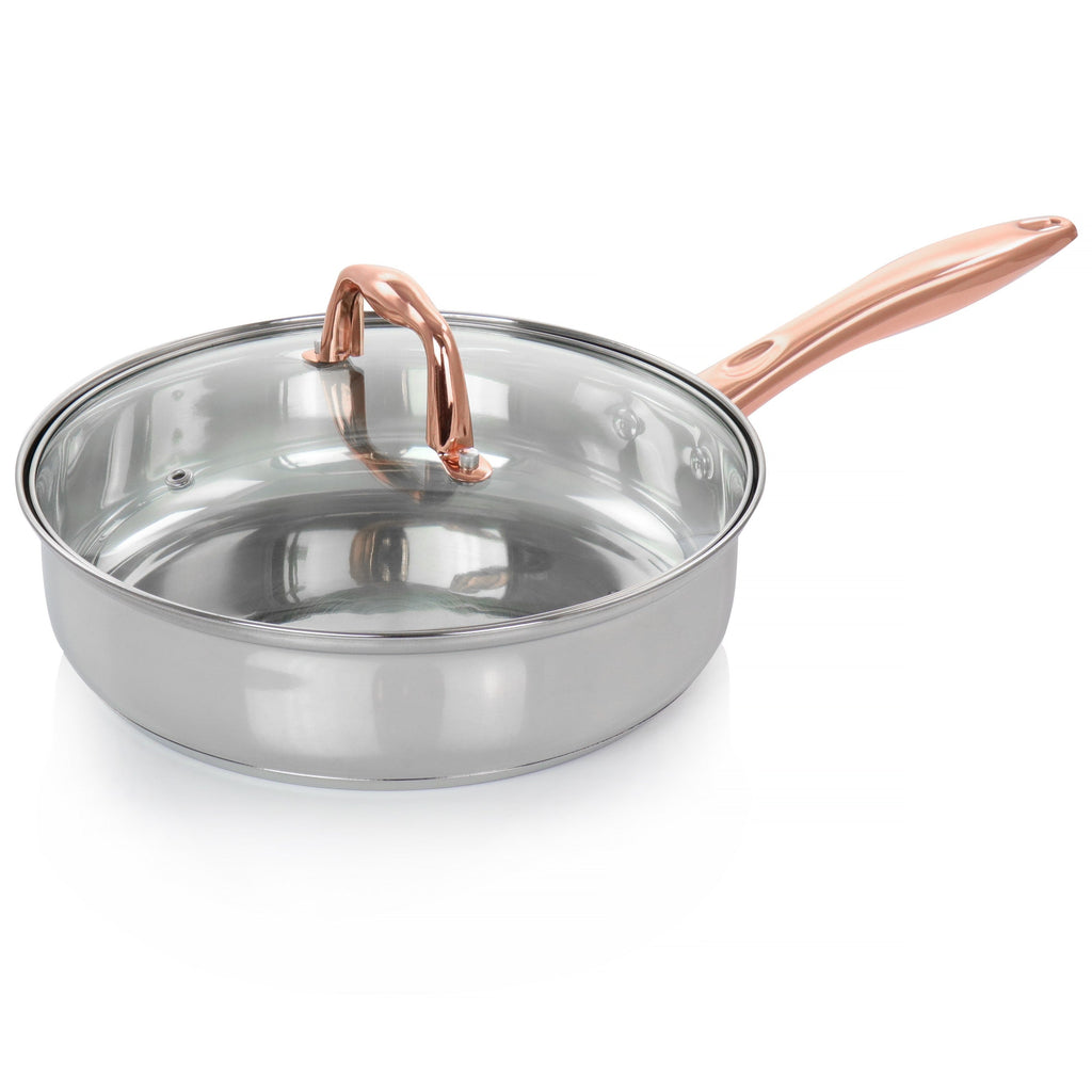 Gibson Home Bransonville 8 Piece Stainless Steel Cookware Set in Chrome and Bronze