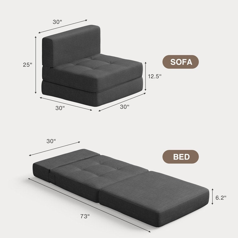 3 in 1 Convertible Flip Chair, Fold Down Chair, Flip Out Lounger Sleeper Bed