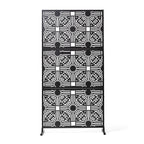 Glitzhome 6ft Galvanized Floral Patterned 3-Panel Privacy Screen Room Divider Fences