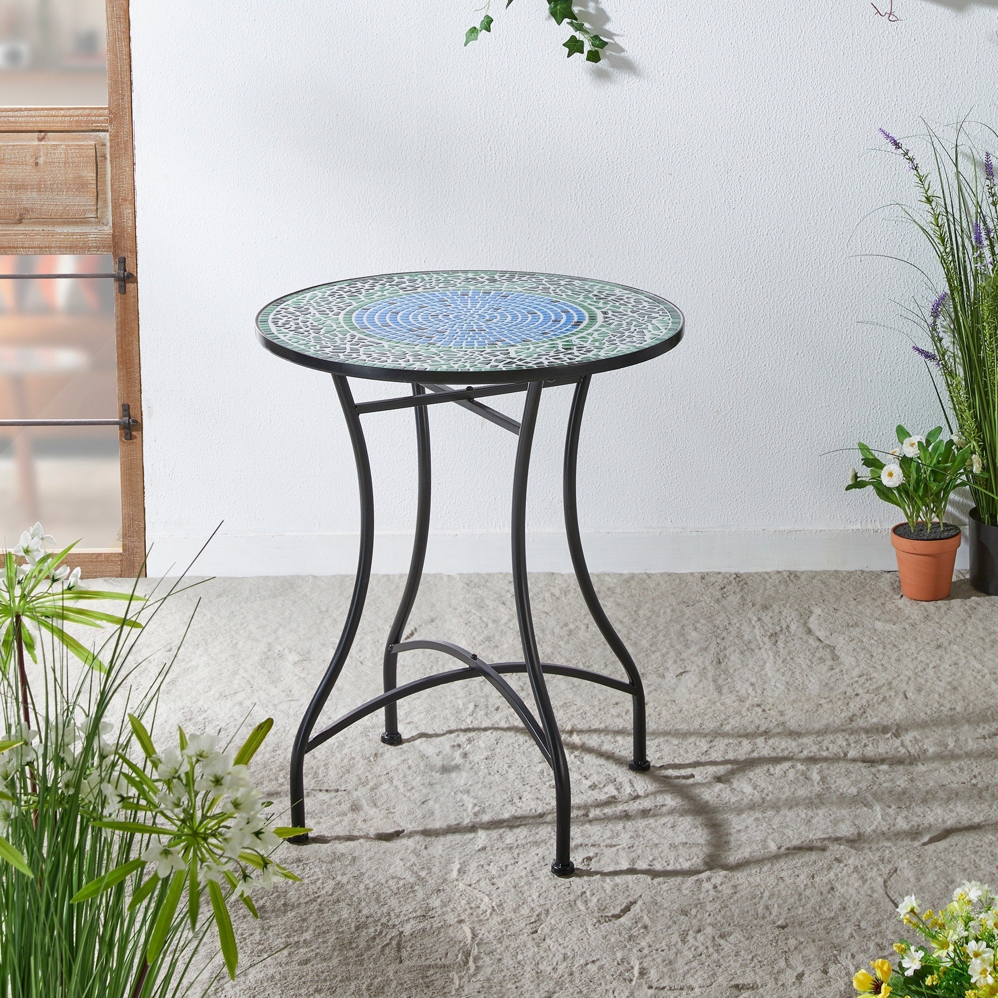 Glitzhome Outdoor Metal Folding Bistro Set 3PCS Patio Table Chairs