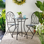Glitzhome Outdoor Metal Folding Bistro Set 3PCS Patio Table Chairs