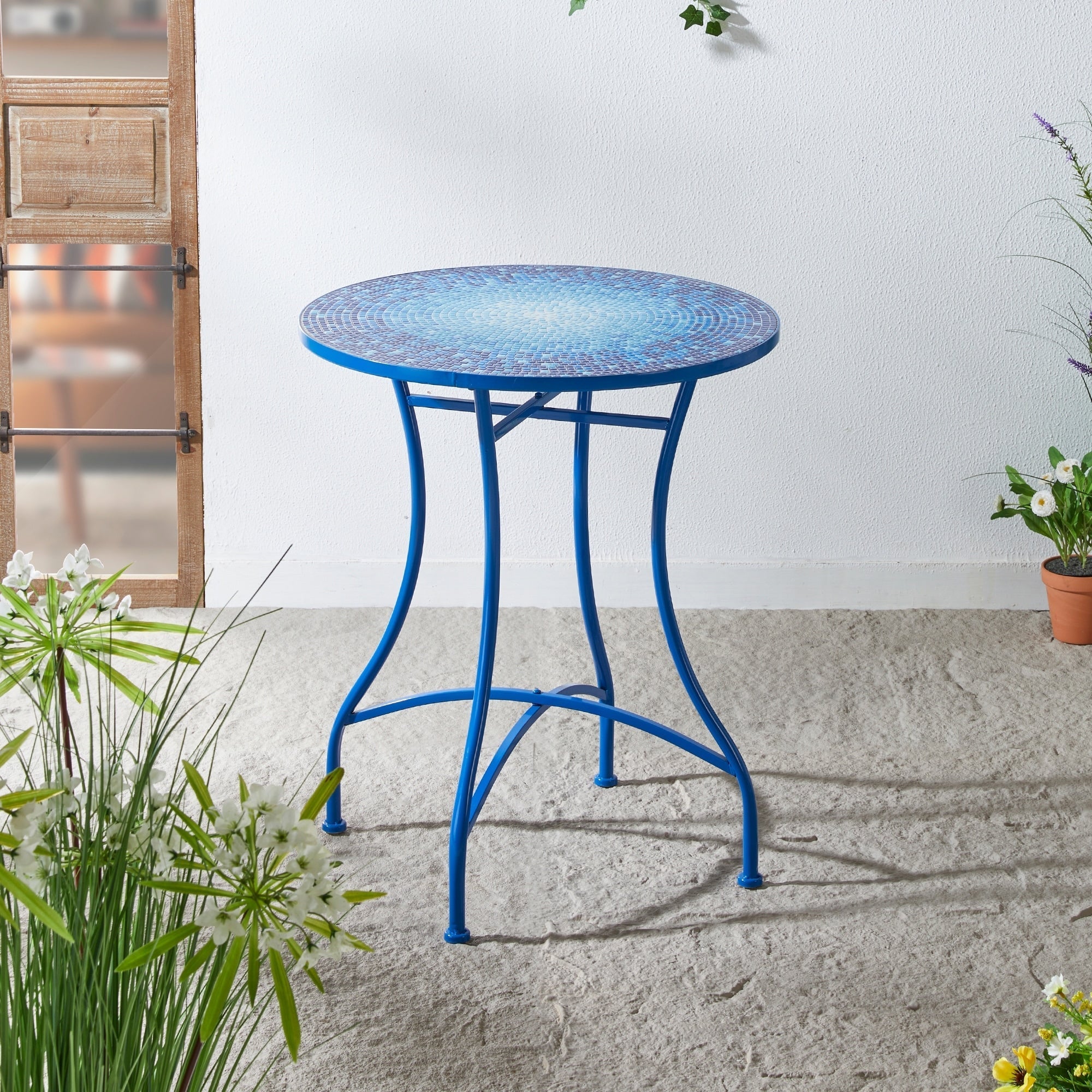 Glitzhome Outdoor Metal Folding Bistro Set 3PCS Patio Table Chairs
