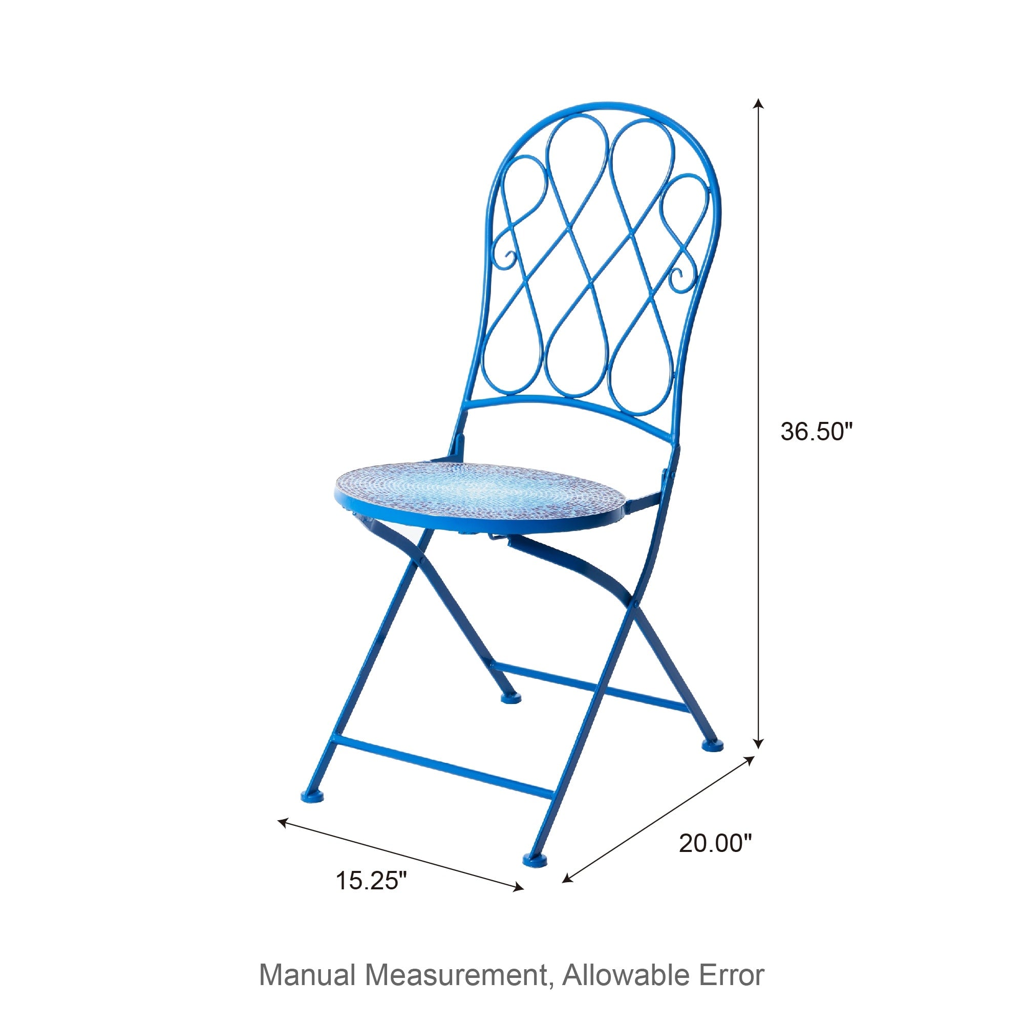 Glitzhome Outdoor Metal Folding Bistro Set 3PCS Patio Table Chairs