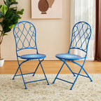 Glitzhome Outdoor Metal Folding Bistro Set 3PCS Patio Table Chairs