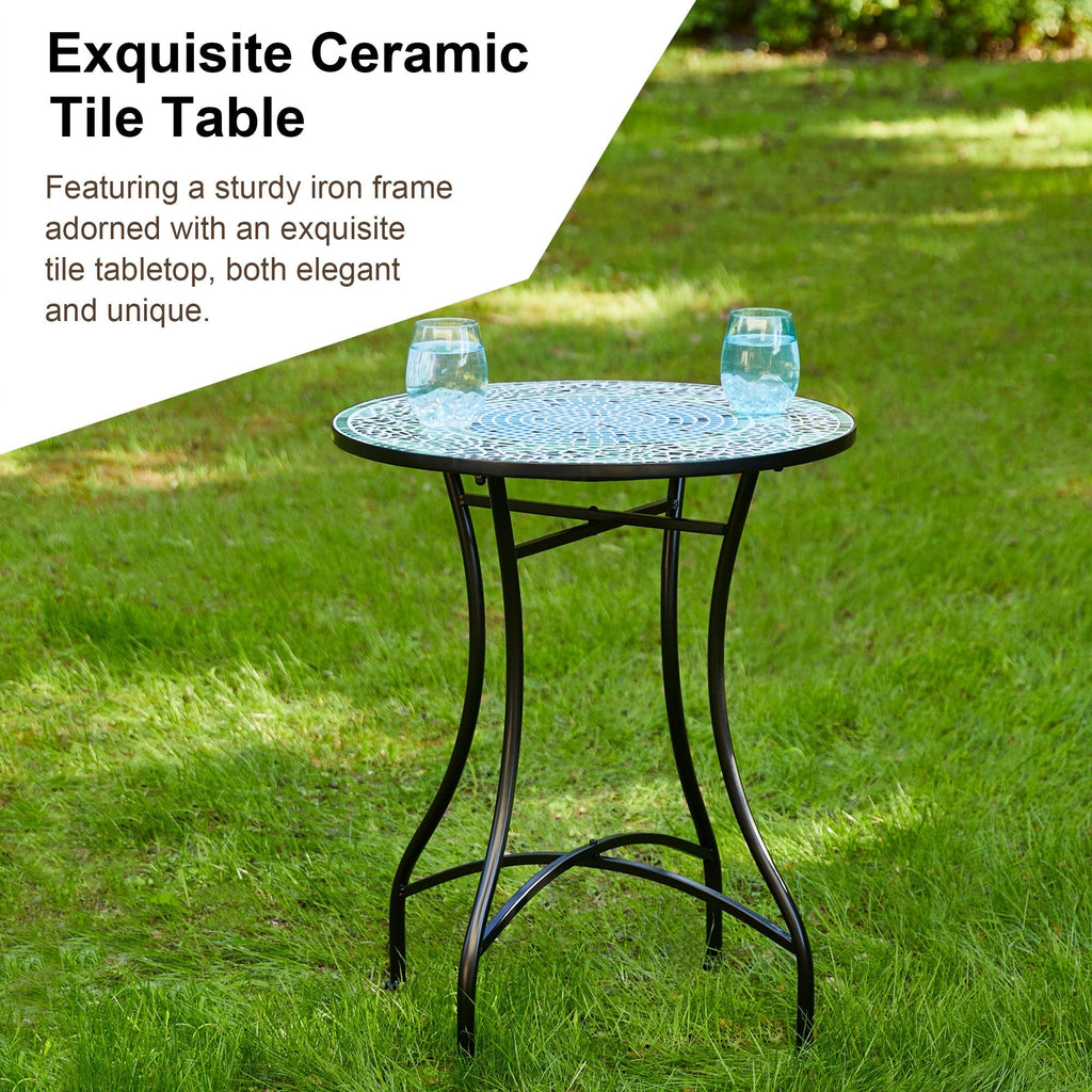 Glitzhome Outdoor Metal Folding Bistro Set 3PCS Patio Table Chairs