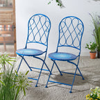 Glitzhome Outdoor Metal Folding Bistro Set 3PCS Patio Table Chairs