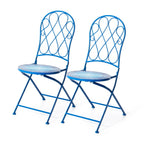 Glitzhome Outdoor Metal Folding Bistro Set 3PCS Patio Table Chairs