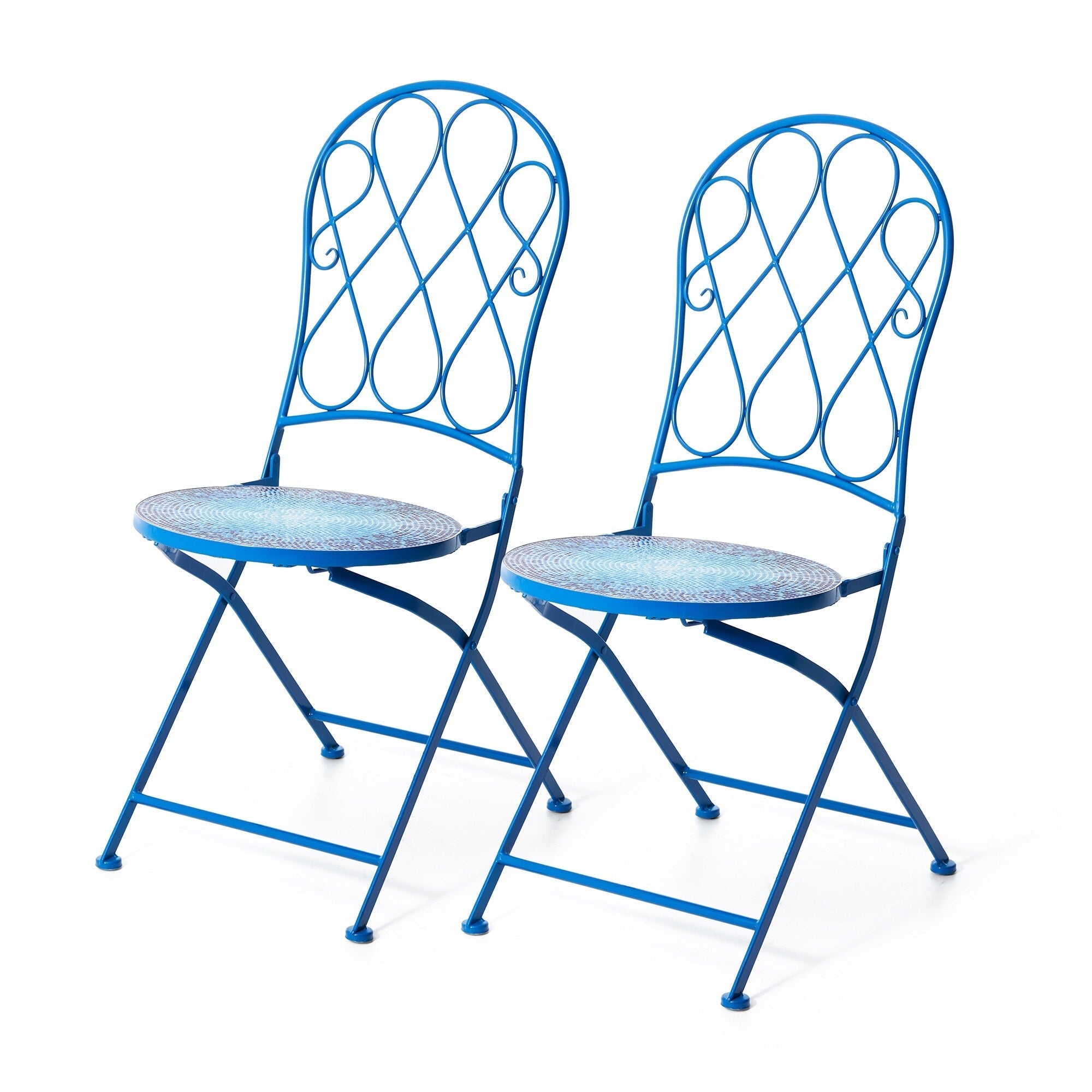Glitzhome Outdoor Metal Folding Bistro Set 3PCS Patio Table Chairs