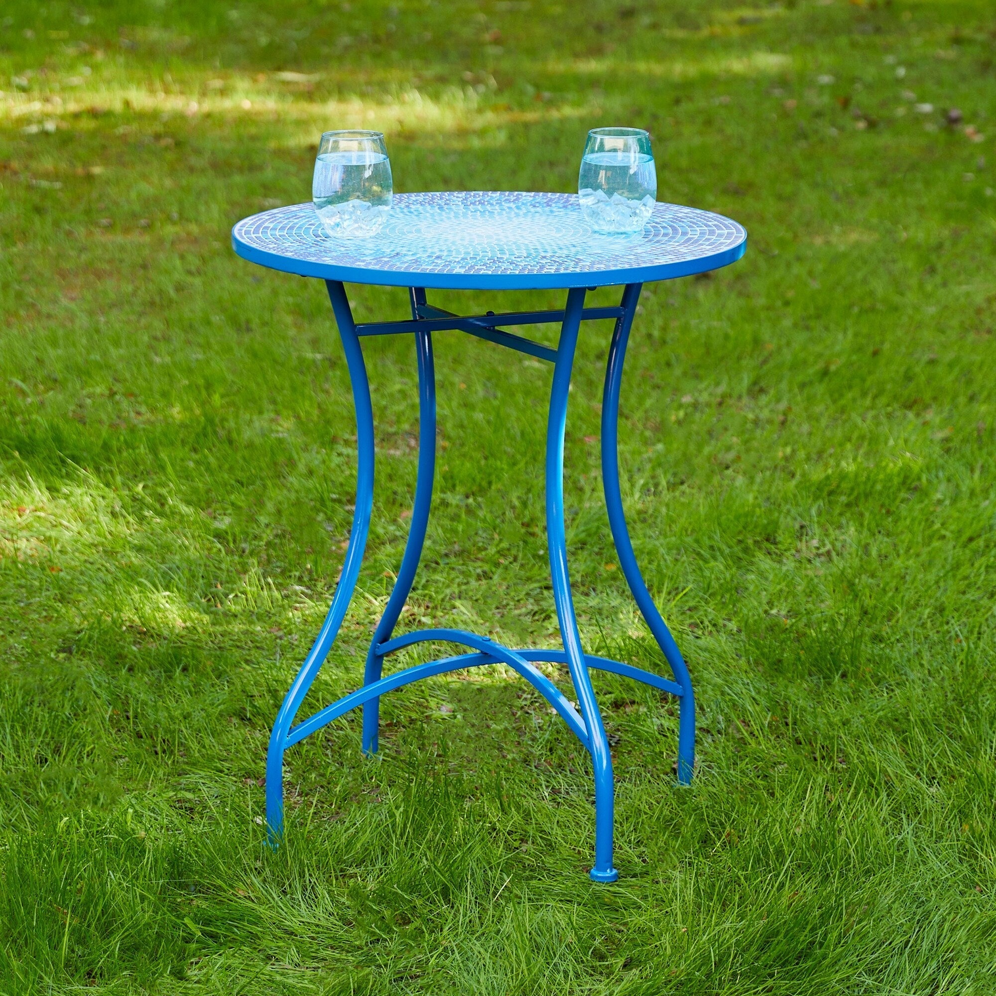 Glitzhome Outdoor Metal Folding Bistro Set 3PCS Patio Table Chairs
