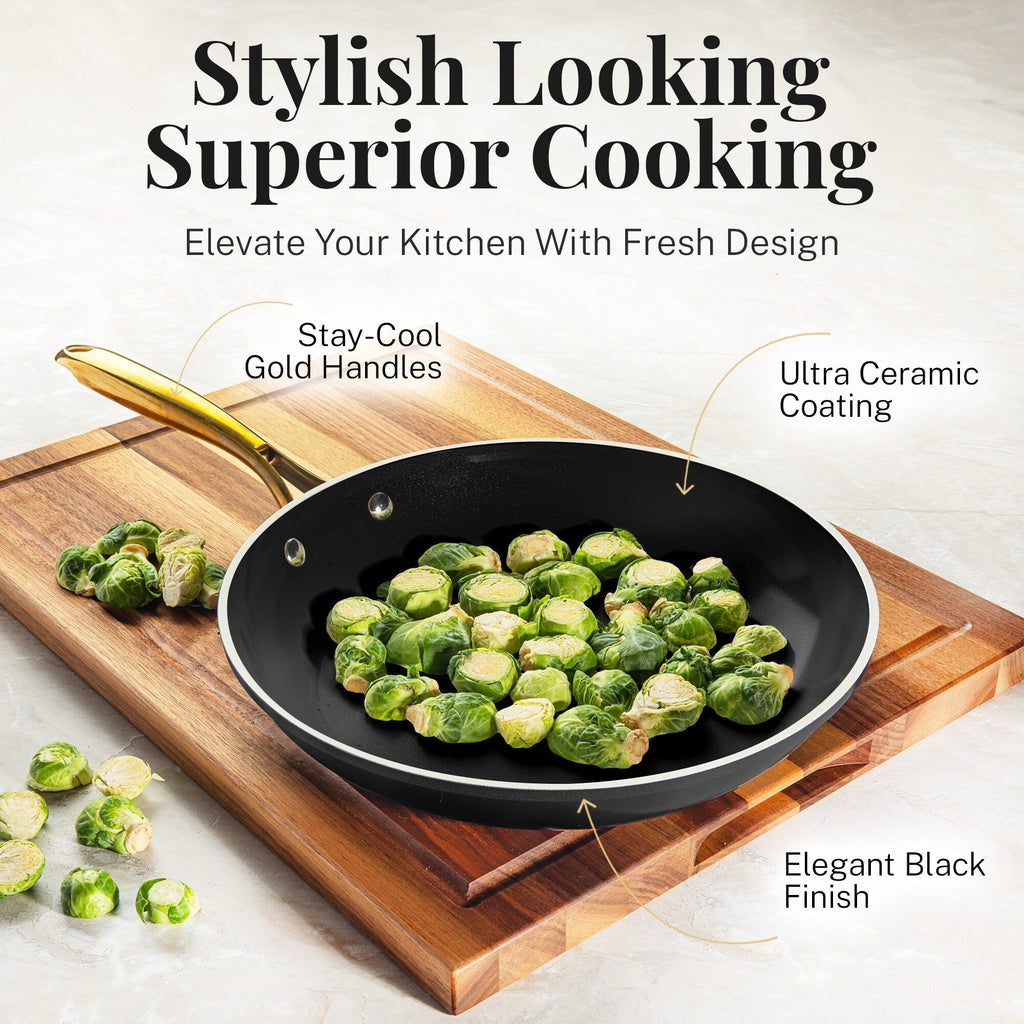 Gotham Steel Black Pots and Pans 15 Piece Ultra Nonstick Ceramic Cookware Set with Utensils