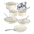Gotham Steel Cream 12 Piece Pots and Pans Ultra Nonstick Ceramic Cookware Set with Stay Cool Handles