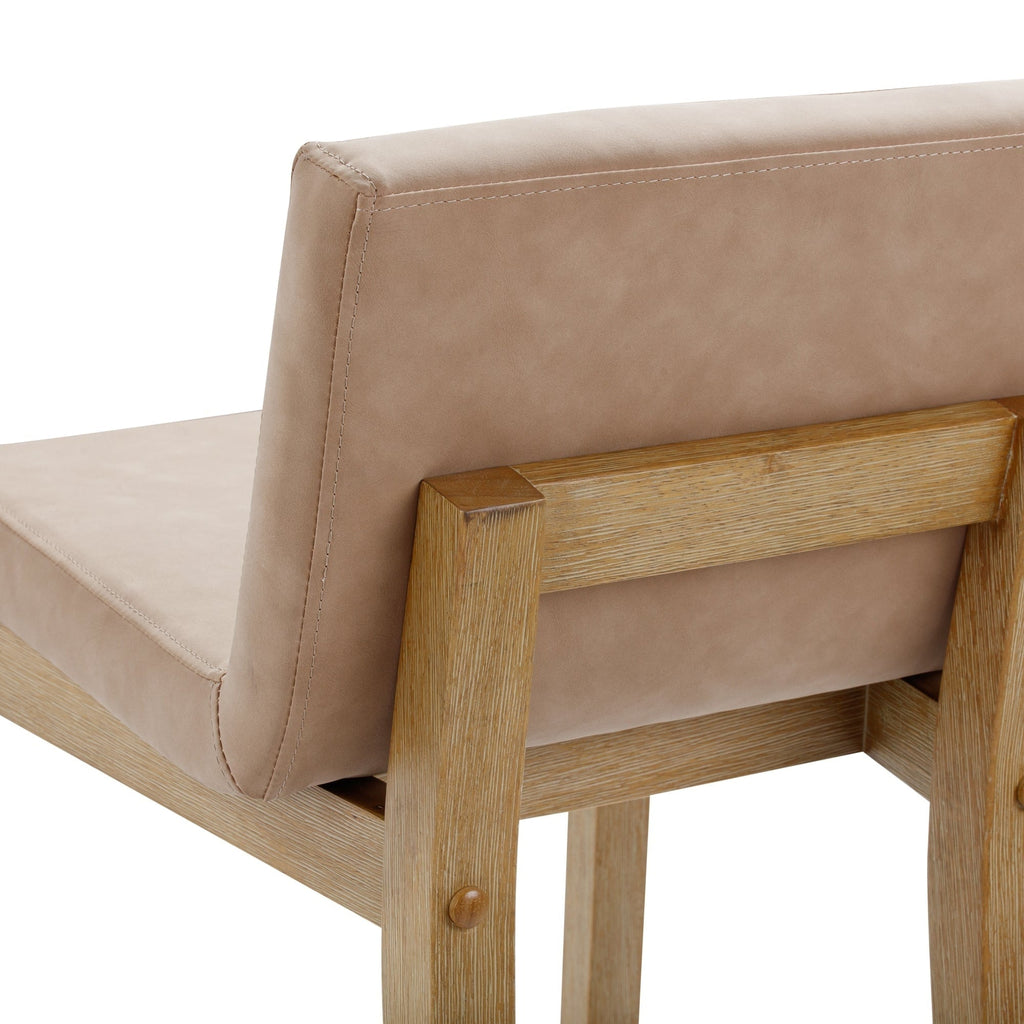 Gracie Modern Bar Stool, Boucle Upholstered Chair and Brushed Wooden Legs