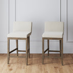 Gracie Modern Bar Stool, Boucle Upholstered Chair and Brushed Wooden Legs
