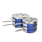 Granitestone Blue 15 Piece Stackmaster Nonstick Cookware Set with Glass Lids