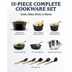 Granitestone Charleston Hammered 15 Piece Nonstick Cookware Set