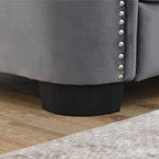 Grey 59'' Modern Velvet 2-Seater Sofa with Tufted Backrest and Nailhead Arms