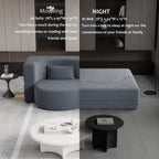 Grey 78 Convertible Teddy Fabric Loveseat Foam-Filled Floor Sofa Bed with 2 Pillows and Folding Mattress for Living Room